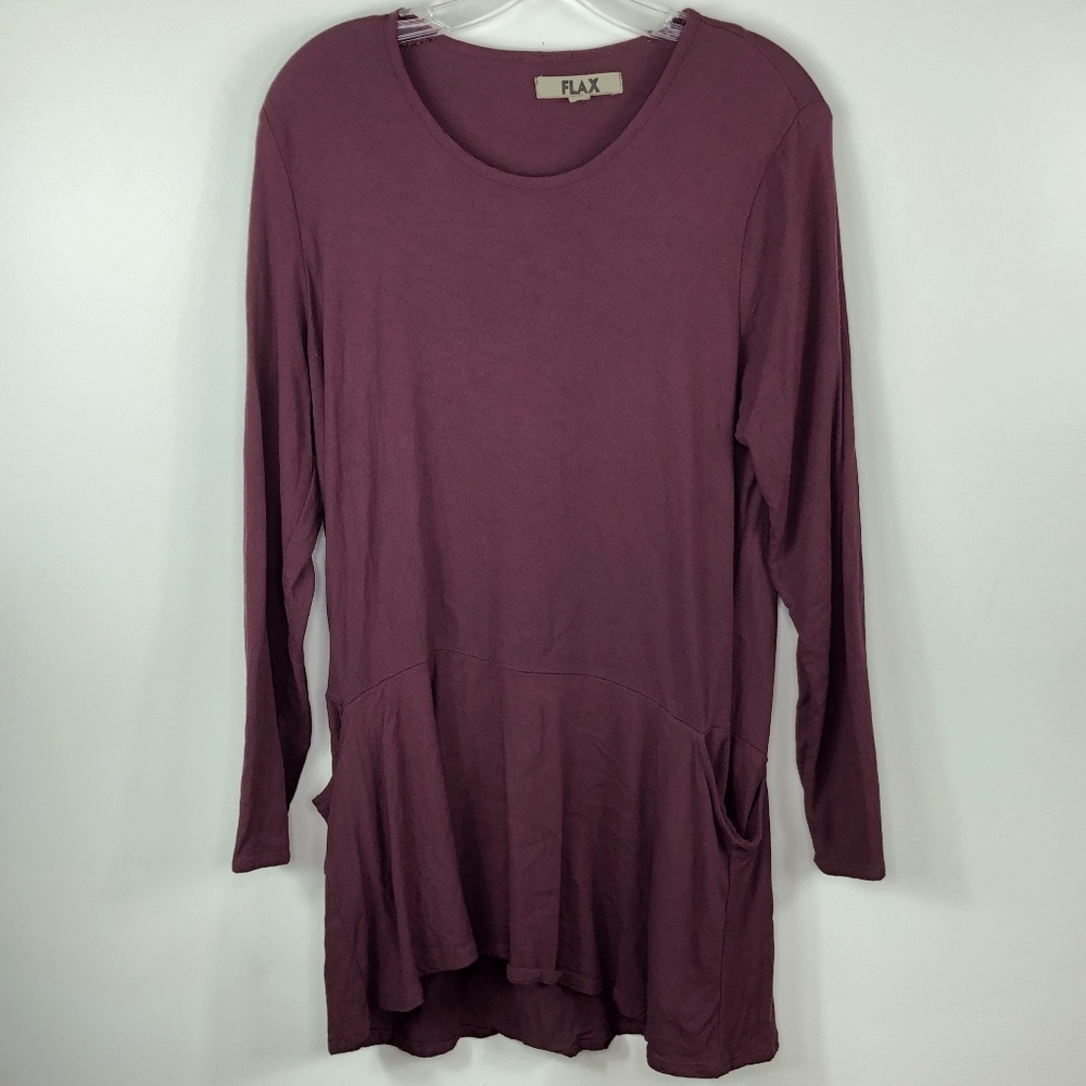 Flax Burgundy Wine Tunic Shirt Top S